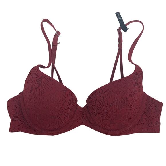 New Aerie Womens Size 34B Floral Lace Padded Underwire Adjustable Strap Demi Bra - Picture 1 of 4